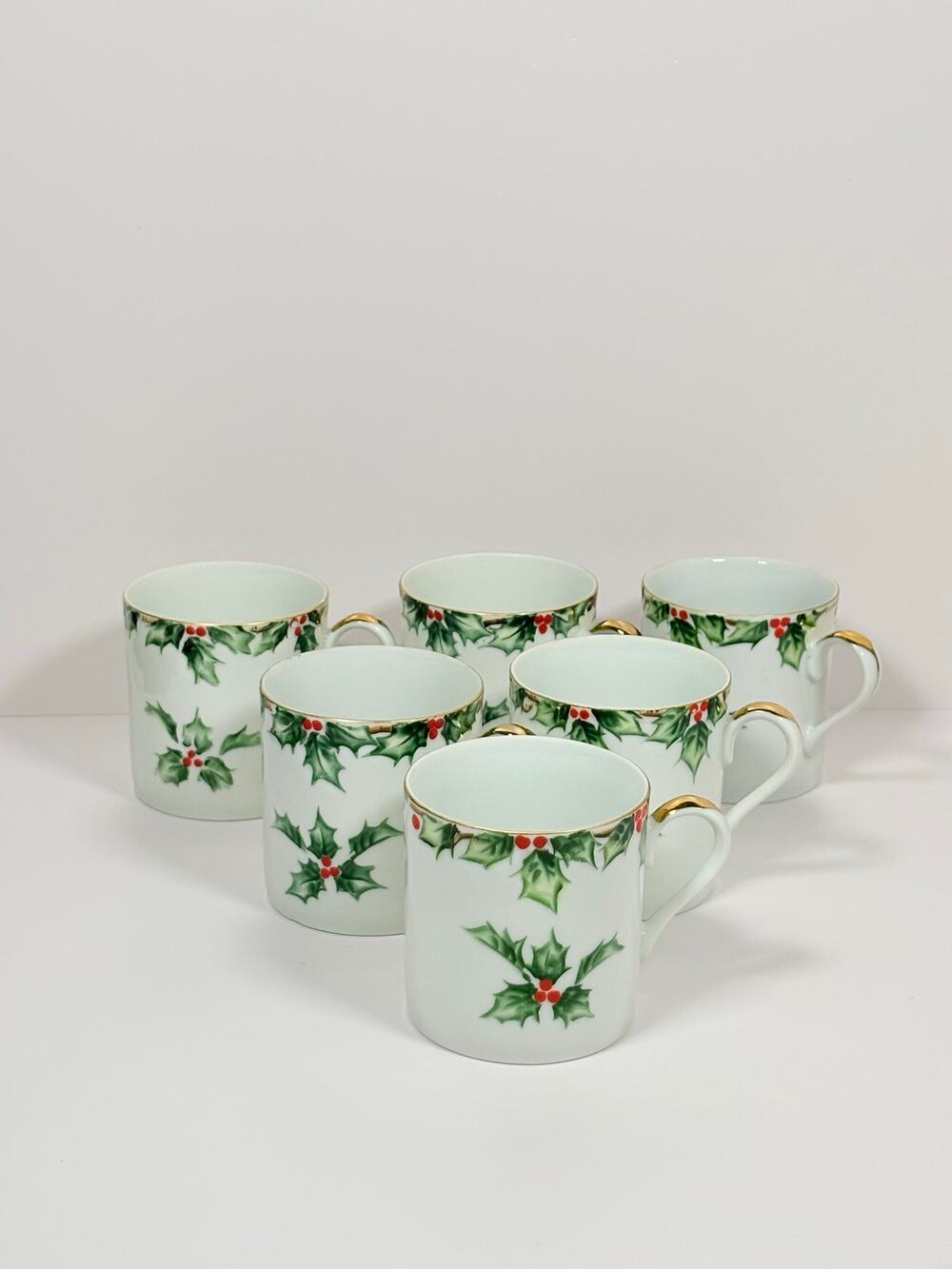 Early Lefton Holly Berry Mugs ~ 1949-1955 Era ~ Set of 6